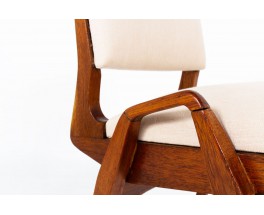 Maurice Pre chairs in mahogany and Maison Thevenon linen 1950 set of 6