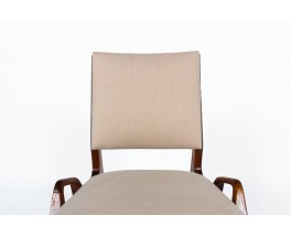 Maurice Pre chairs in mahogany and Maison Thevenon linen 1950 set of 6