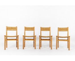 Chaises Pierre Gautier Delaye frêne et paille 1950