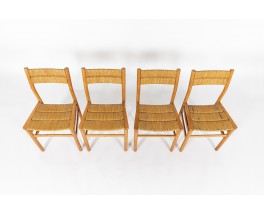 Pierre Gautier Delaye chairs in ash and straw 1950