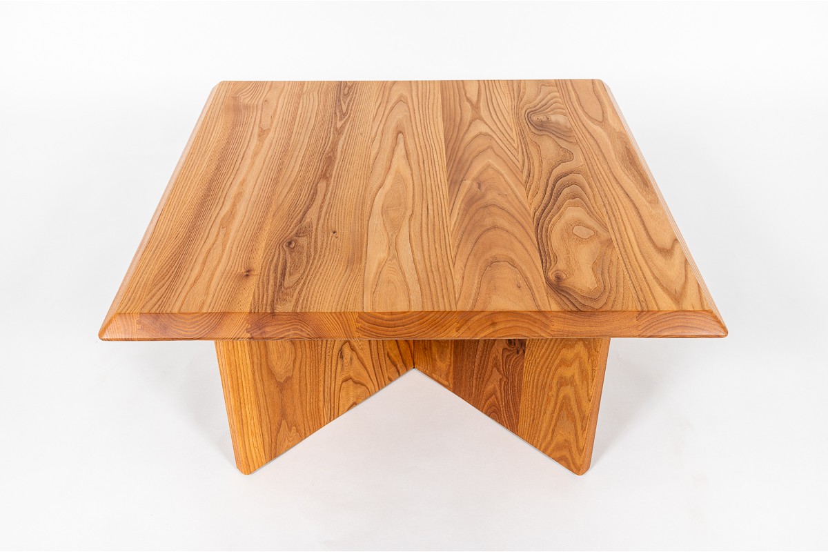 Square coffee table in elm 1980