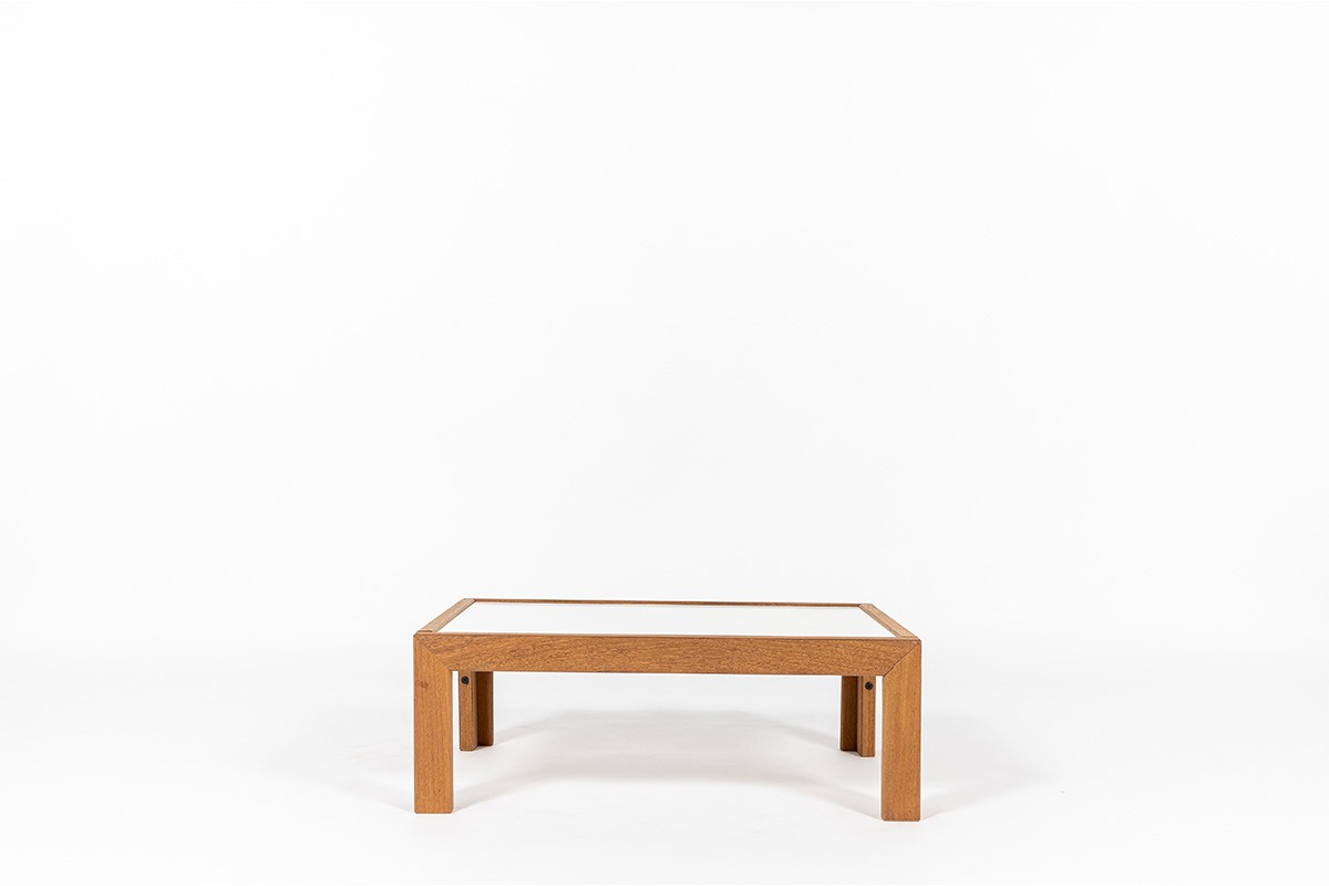 Andre Sornay coffee table in tinted beech and white top 1960