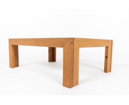 Table basse André Sornay hêtre teinté et plateau blanc 1960