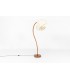 Lampadaire en bois et abat-jour beige courbé 1950