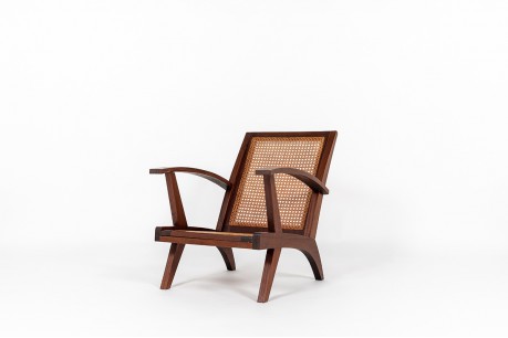 Fauteuil en teck et cannage 1950