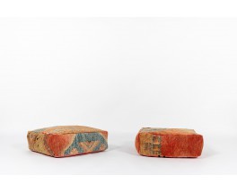 Poufs carré tissu kilim 1980 set de 2