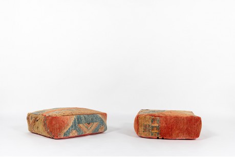 Poufs carré tissu kilim 1980 set de 2