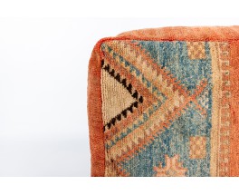 Square poufs kilim fabric 1980 set of 2