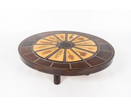 Roger Capron square coffee table model Herbier Vallauris ceramic top 1960