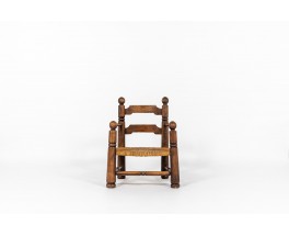 Charles Dudouyt armchair in oak and straw 1930