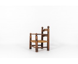 Fauteuil Charles Dudouyt chêne et paille 1930