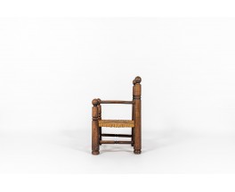 Fauteuil Charles Dudouyt chêne et paille 1930