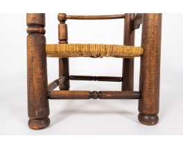 Charles Dudouyt armchair in oak and straw 1930