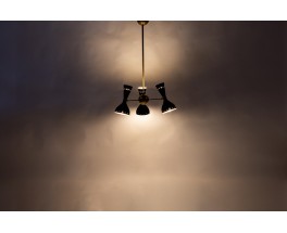 Trident pendant lamp in brass and black diabolo diffusers contemporary design