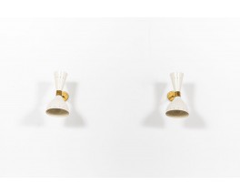 Wall lights in brass and black diffusers Italian contemporary design set of 2