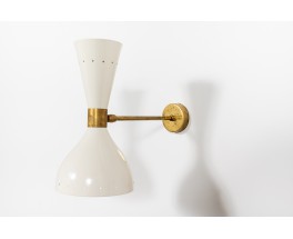 Wall lights in brass and black diffusers Italian contemporary design set of 2