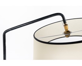 Floor lamp in black metal and beige lampshade edition Arlus 1950