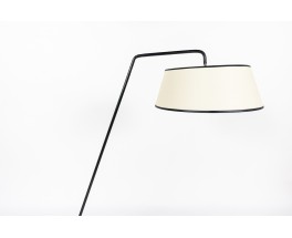 Lampadaire métal noir et abat-jour beige édition Arlus 1950