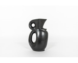 Pitcher in black matte ceramic 1950