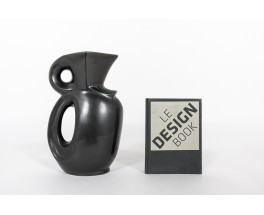 Pitcher in black matte ceramic 1950