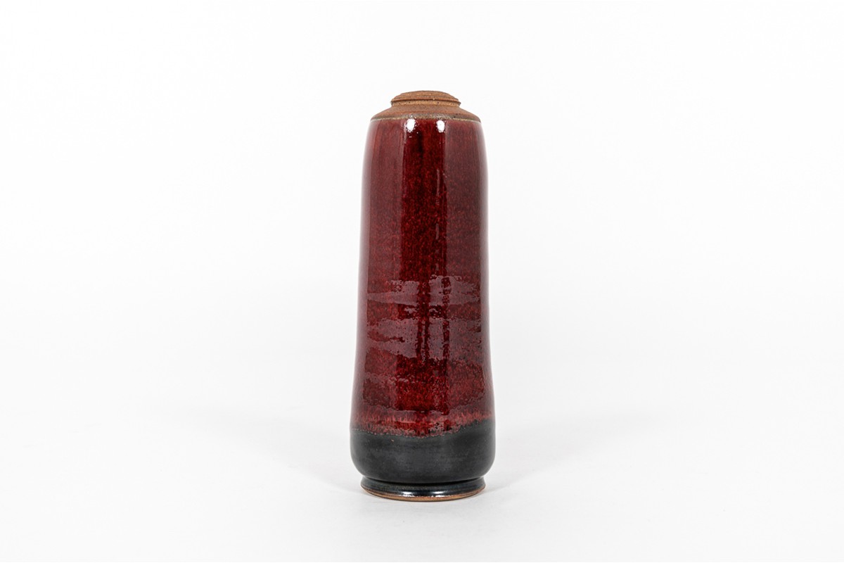 Vase in red ceramic 1950