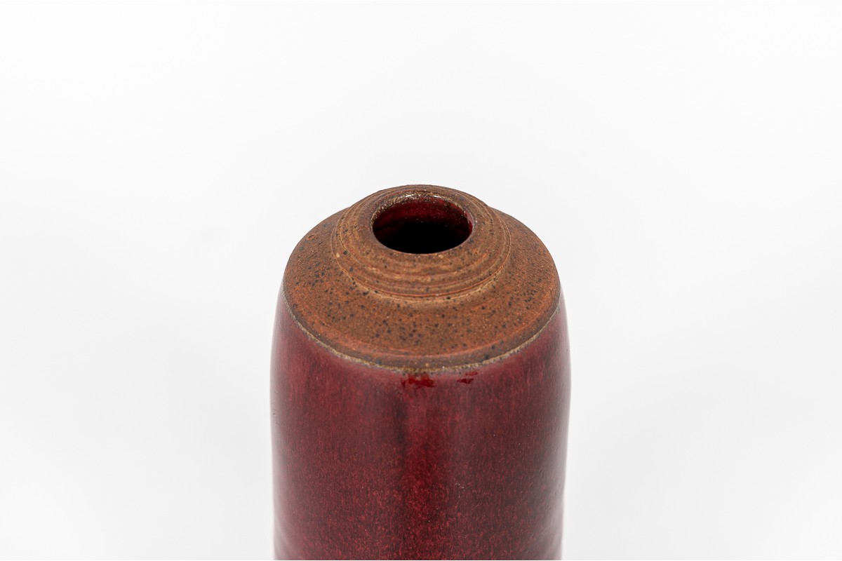 Vase in red ceramic 1950