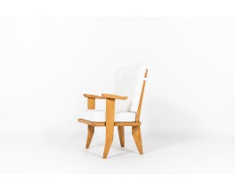 Guillerme and Chambron low chair in oak and Maison Thevenon fabric edition Votre Maison 1950