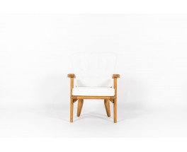 Guillerme and Chambron low chair in oak and Maison Thevenon fabric edition Votre Maison 1950