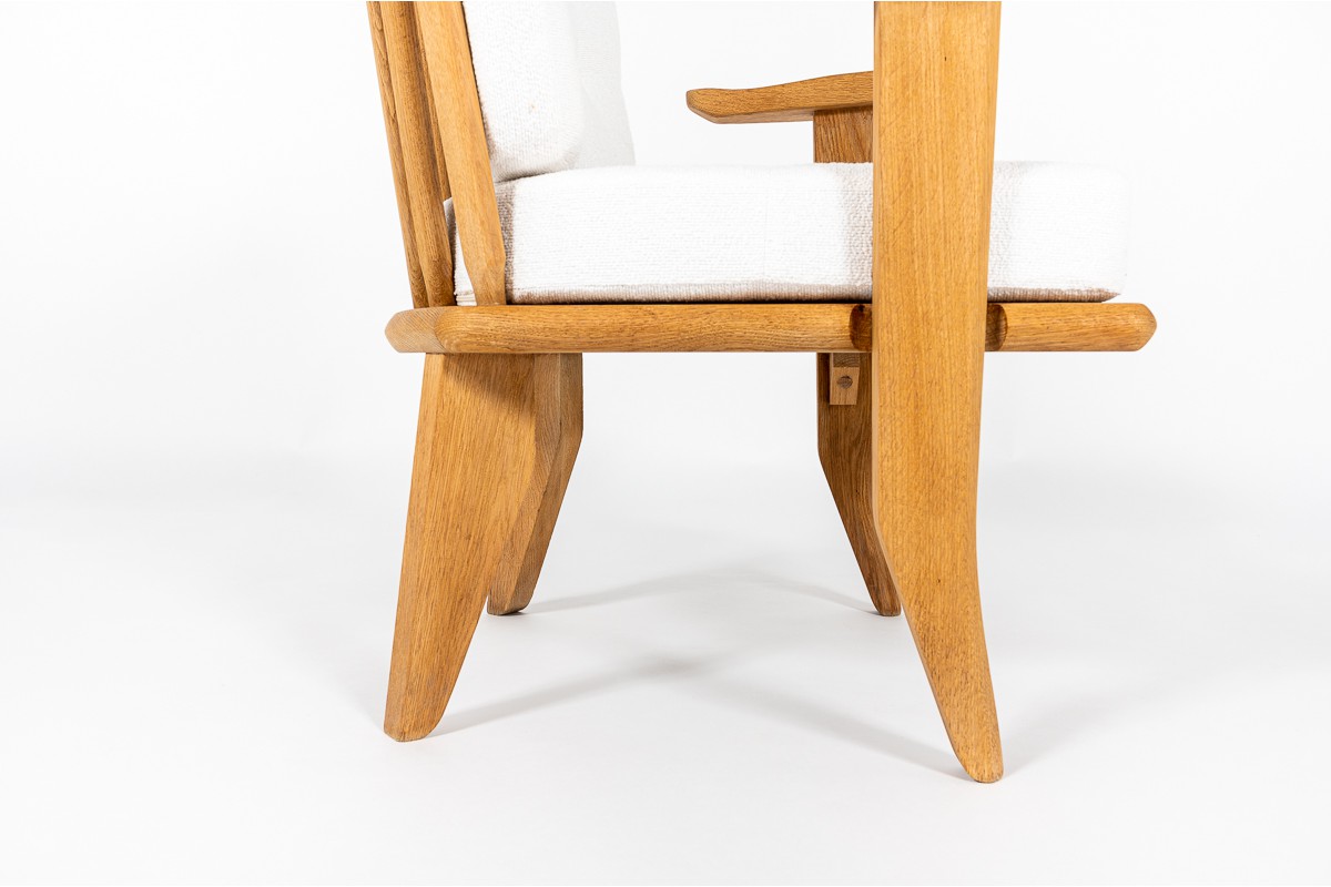 Guillerme and Chambron low chair in oak and Maison Thevenon fabric edition Votre Maison 1950