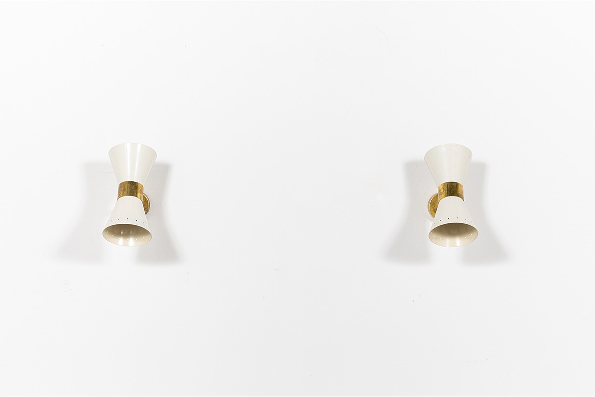 Wall lights in brass and butterfly diffusers Italian contemporary design set of 2
