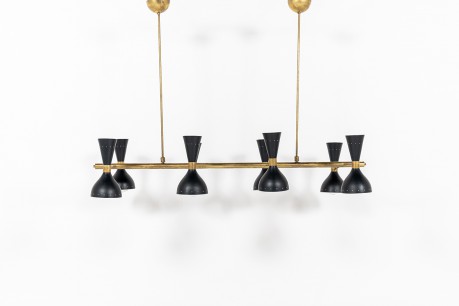 Pendant light in brass and metal large rectangular model contemporary design