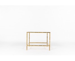 Square coffee table in brass and leather top 1970