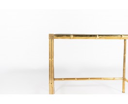 Square coffee table in brass and leather top 1970