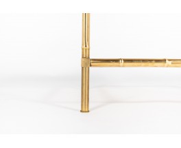 Square coffee table in brass and leather top 1970