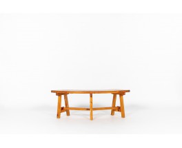 Round benches in pine 1950 set of 4