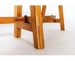 Round benches in pine 1950 set of 4