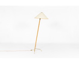 Rupert Nikoll floor lamp in bamboo and brass with paper shade 1950