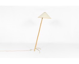 Rupert Nikoll floor lamp in bamboo and brass with paper shade 1950