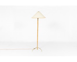 Rupert Nikoll floor lamp in bamboo and brass with paper shade 1950