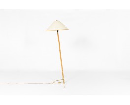 Rupert Nikoll floor lamp in bamboo and brass with paper shade 1950