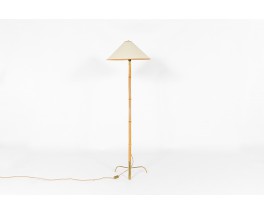 Rupert Nikoll floor lamp in bamboo and brass with paper shade 1950