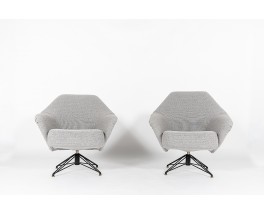 Osvaldo Borsani armchairs model P32 Maison Thevenon fabric edition Tecno 1960 set of 2