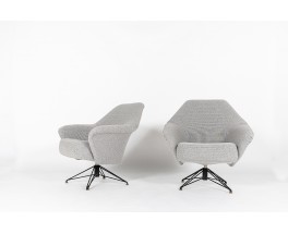 Osvaldo Borsani armchairs model P32 Maison Thevenon fabric edition Tecno 1960 set of 2