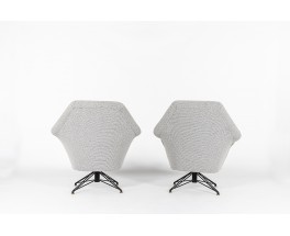 Osvaldo Borsani armchairs model P32 Maison Thevenon fabric edition Tecno 1960 set of 2