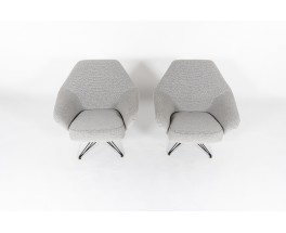 Osvaldo Borsani armchairs model P32 Maison Thevenon fabric edition Tecno 1960 set of 2