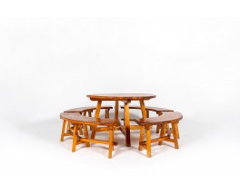 Round dining table in pine 1950