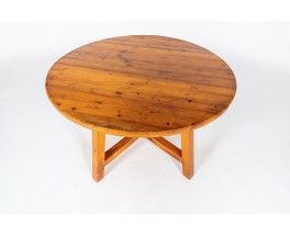 Table de repas ronde en sapin 1950