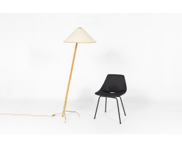 Rupert Nikoll floor lamp in bamboo and brass with paper shade 1950