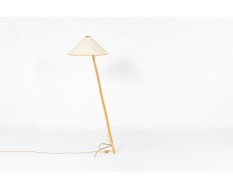 Rupert Nikoll floor lamp in bamboo and brass with paper shade 1950