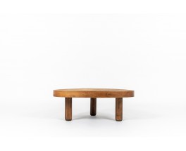 Table basse en chêne et céramique Barrois Vallauris 1960